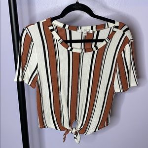 Striped Tie Front Top Love Tree